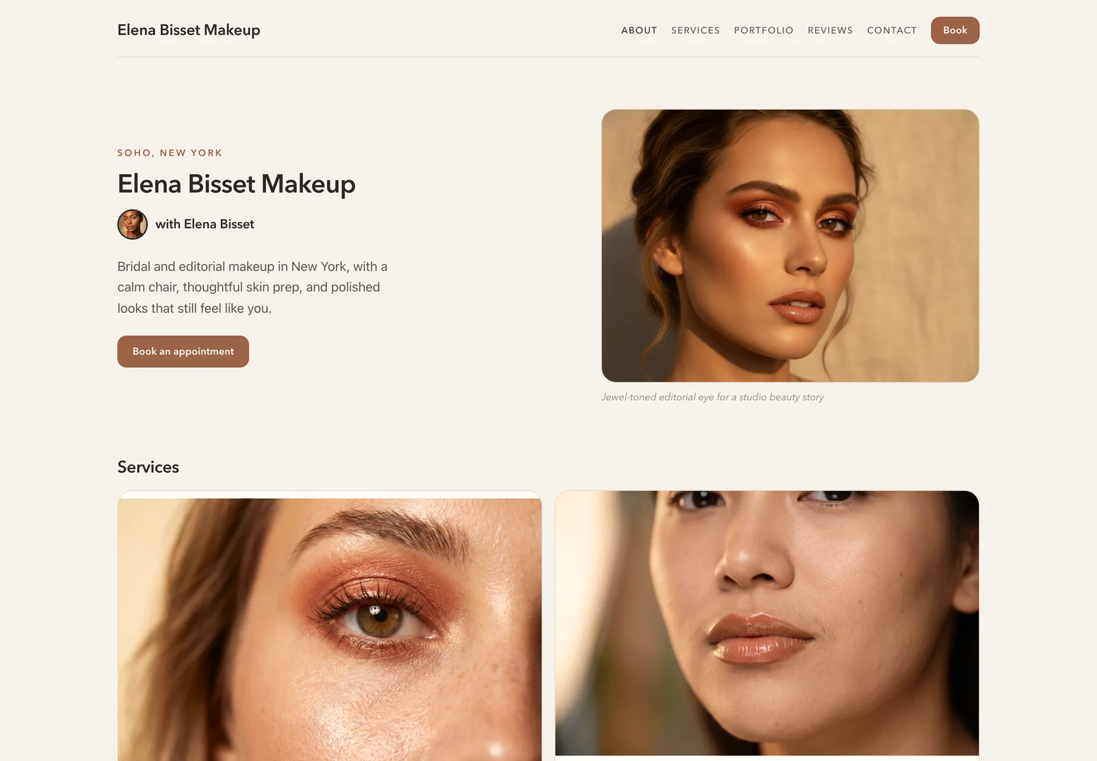 Linen, un diseño web en tonos neutros y cálidos para maquilladoras